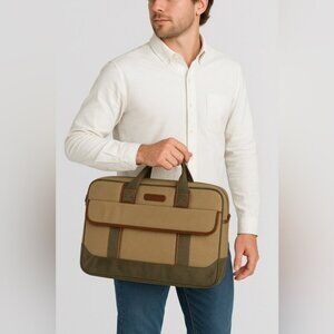 Eddie Bauer Khaki Woven Canvas Briefcase Laptop Sleeve Bag New with Tag (NWT)